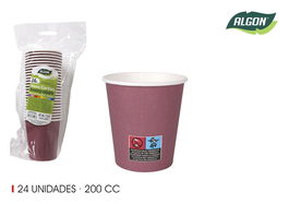 Algon Set-24 Vaso Carton Burdeos 200Cc (36 Unidades)