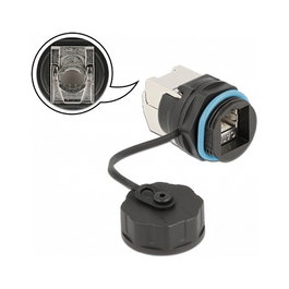 DeLOCK Conector de cable RJ45 hembra a Cat.6A LSA con tapa protectora impermeable