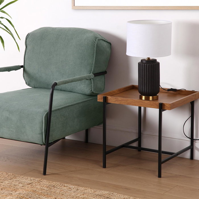 Versa Sillón con Reposabrazos Verde Mayla, 82x77 cm, Madera y Metal Versa Sillón con Reposabrazos Verde Mayla, 82x77 cm, Madera y Metal