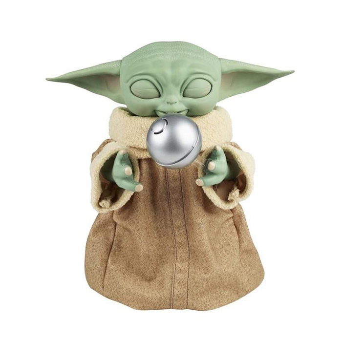 Figura Animatrónica Hasbro Grogu El Mandaloriano con Sonidos y Movimientos, Accesorio Cuenco, Cuchara, Galleta y Pomo Palanca, 23 cm