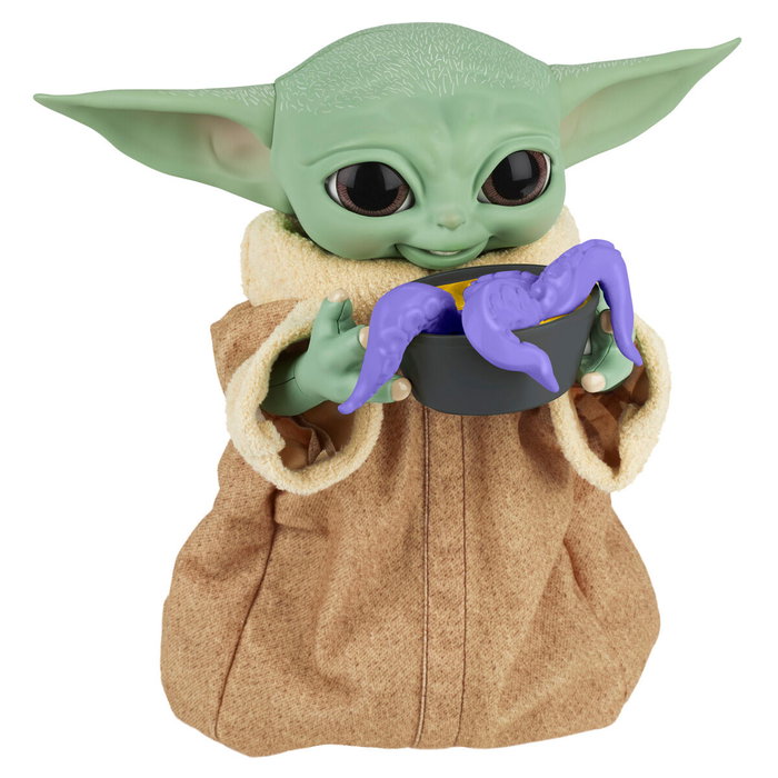 Hasbro Galactic Snackin Grogu Figura Interactiva Baby Yoda The Child Mandalorian Star Wars 23cm Sonidos y Movimientos +4 Años