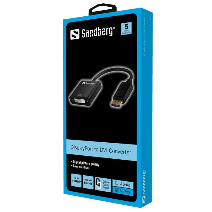 Sandberg Adaptador DisplayPort a DVI para monitor de audio y vídeo digital