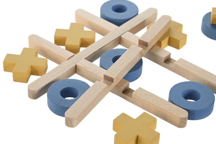 DKD Home Decor Juego de Mesa Madera Tic Tac Toe Multicolor 18x6x3 cm