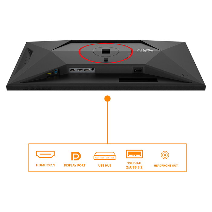 AOC Gaming Q27G4SRU Monitor Gaming 27" QHD 2560x1440 320Hz 1ms IPS, HDR400, AMD FreeSync, HDMI 2.1, DisplayPort 1.4, USB Hub, Negro/Rojo