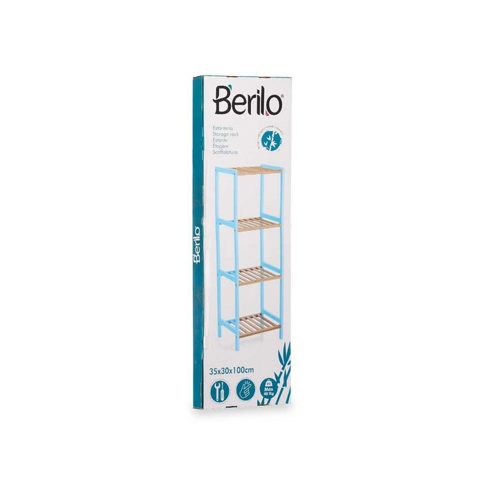 Berilo Estantería Cuadrada 4 Estantes Bambú Azul Berilo Estantería Cuadrada 4 Estantes Bambú Azul