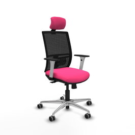 PIQUERAS Y CRESPO Silla de oficina Yunquera Rosa con Malla Negra