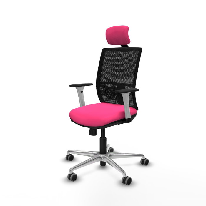 PIQUERAS Y CRESPO Silla de oficina Yunquera Rosa con Malla Negra PIQUERAS Y CRESPO Silla de oficina Yunquera Rosa con Malla Negra