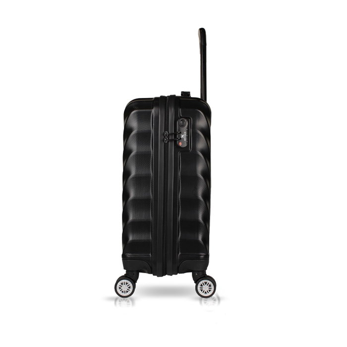 Zoozie Bags 7347 Juego de Maletas Negro ABS, 4 Ruedas 360°, Capacidad 37L + Neceser, 58x34x24cm