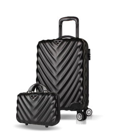Zoozie Bags 7347 Juego de Maletas Negro ABS, 4 Ruedas 360°, Capacidad 37L + Neceser, 58x34x24cm