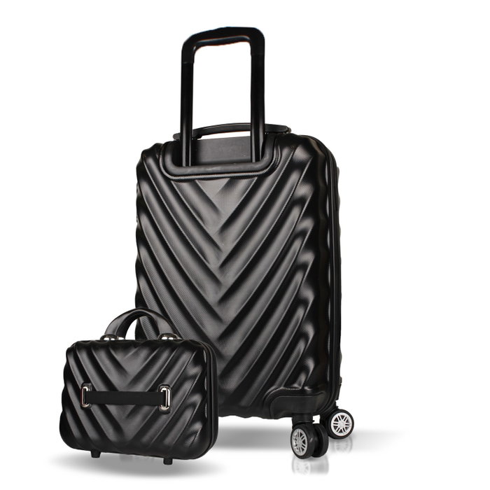 Zoozie Bags 7347 Juego de Maletas Negro ABS, 4 Ruedas 360°, Capacidad 37L + Neceser, 58x34x24cm