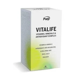PWD NUTRITION Vitalife 60 Cápsulas - Complemento Multivitamínico Mineral Antioxidante con Resveratrol y Coenzima Q10