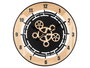 Giftdecor Reloj de Pared con Engranaje de Madera, Marrón y Negro, 60 cm (Set de 4)