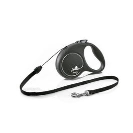 Flexi Correa de Cordón para Perros, Negra, 5 Metros, Resistencia 12 kg, Compatible con Multi Box y Sistema LED