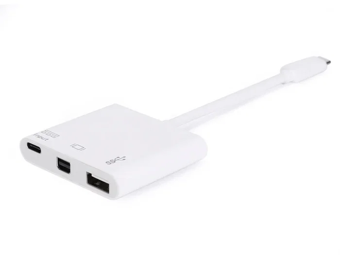 Equip Adaptador USB-C a Mini DisplayPort y Hub 3 en 1 con Puertos USB-A 3.0 y USB-C PD, Blanco, Modelo 133463