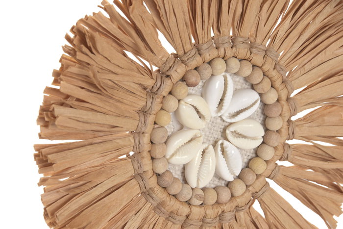 DKD Home Decor Set de 5 piezas de decoración de pared de rafia y yute Natural