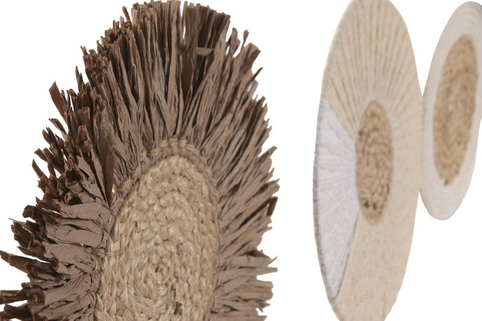 DKD Home Decor Set de 5 piezas de decoración de pared de rafia y yute Natural