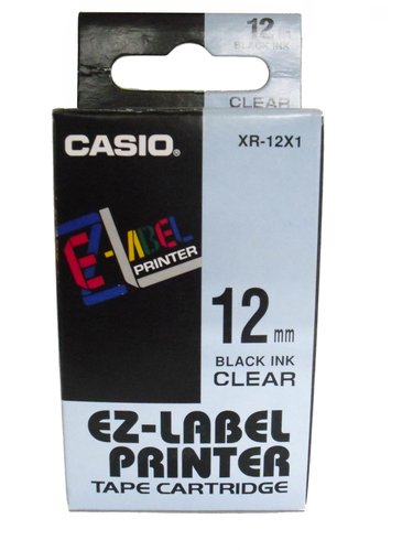 Casio XR-12X Cinta para Etiquetadora 12 mm x 8 m Negro sobre Transparente Casio XR-12X Cinta para Etiquetadora 12 mm x 8 m Negro sobre Transparente