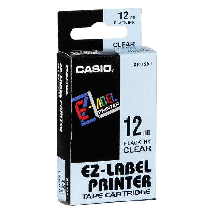 Casio XR-12X Cinta para Etiquetadora 12 mm x 8 m Negro sobre Transparente Casio XR-12X Cinta para Etiquetadora 12 mm x 8 m Negro sobre Transparente