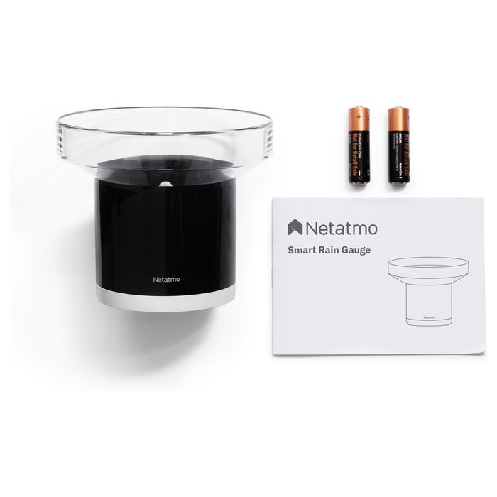 Netatmo NBU-NWS-NRG-EU Estación Meteorológica con Sensor Exterior de Lluvia y Temperatura, WiFi, Alexa, HomeKit, Aluminio Plata