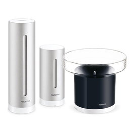 Netatmo NBU-NWS-NRG-EU Estación Meteorológica con Sensor Exterior de Lluvia y Temperatura, WiFi, Alexa, HomeKit, Aluminio Plata