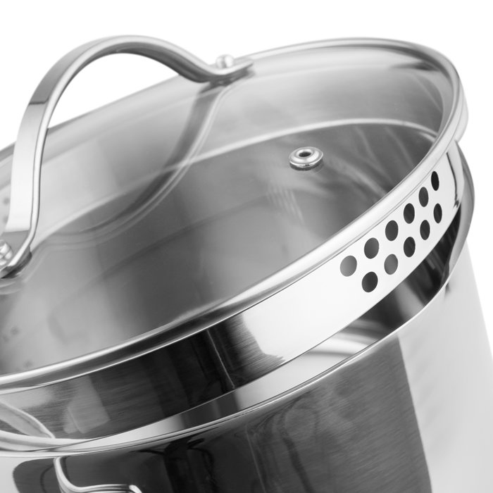 Day Batería Cocina 3 Piezas Acero Inoxidable con Tapas Cristal Válvula Vapor Apta Inducción Gas Eléctrica Vitrocerámica