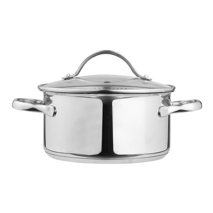 Day Batería Cocina 3 Piezas Acero Inoxidable con Tapas Cristal Válvula Vapor Apta Inducción Gas Eléctrica Vitrocerámica