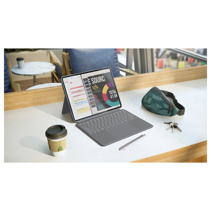 Logitech Combo Touch para iPad Air, Gris, QWERTZ Alemán, con Trackpad