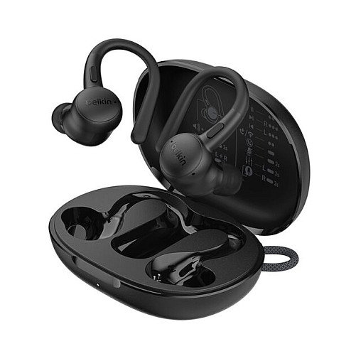 Belkin SoundForm ActiveFit AUC016hqBK Auriculares Intraurales con Gancho, Negro Belkin SoundForm ActiveFit AUC016hqBK Auriculares Intraurales con Gancho, Negro