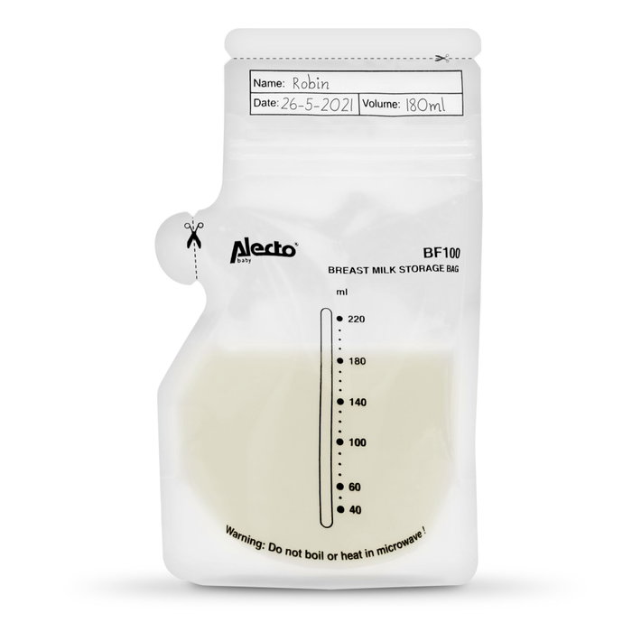 Alecto Bolsas de almacenamiento de leche materna 220 ml, 100 unidades
