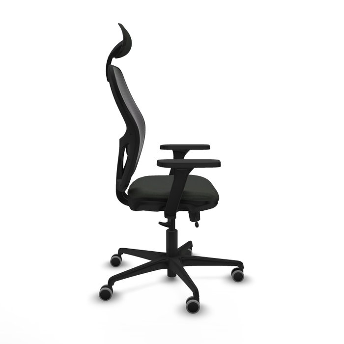PIQUERAS Y CRESPO Silla de oficina Jorquera con mecanismo Sincro/Traslack, Brazos 3D y Cabecero Fijo, Negro