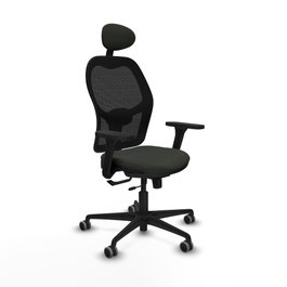 PIQUERAS Y CRESPO Silla de oficina Jorquera con mecanismo Sincro/Traslack, Brazos 3D y Cabecero Fijo, Negro