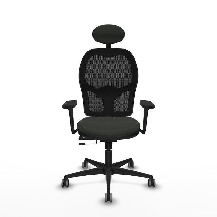 PIQUERAS Y CRESPO Silla de oficina Jorquera con mecanismo Sincro/Traslack, Brazos 3D y Cabecero Fijo, Negro