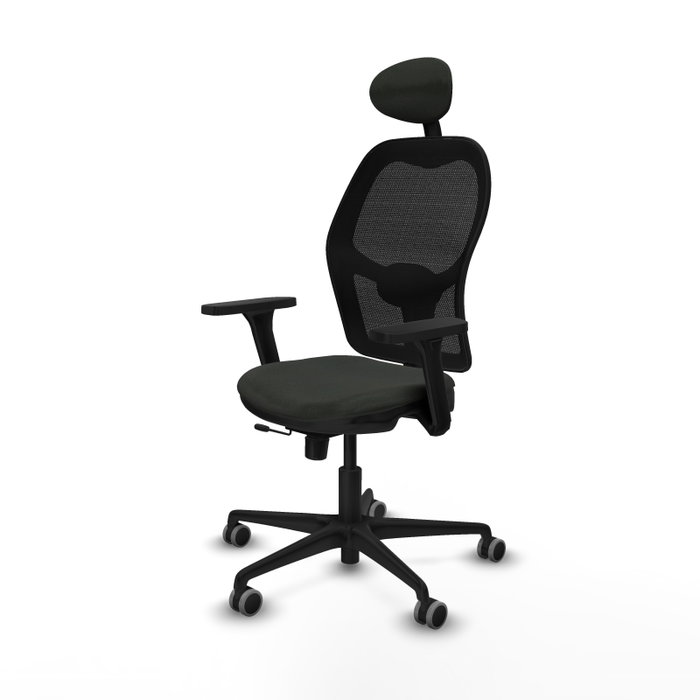 PIQUERAS Y CRESPO Silla de oficina Jorquera con mecanismo Sincro/Traslack, Brazos 3D y Cabecero Fijo, Negro