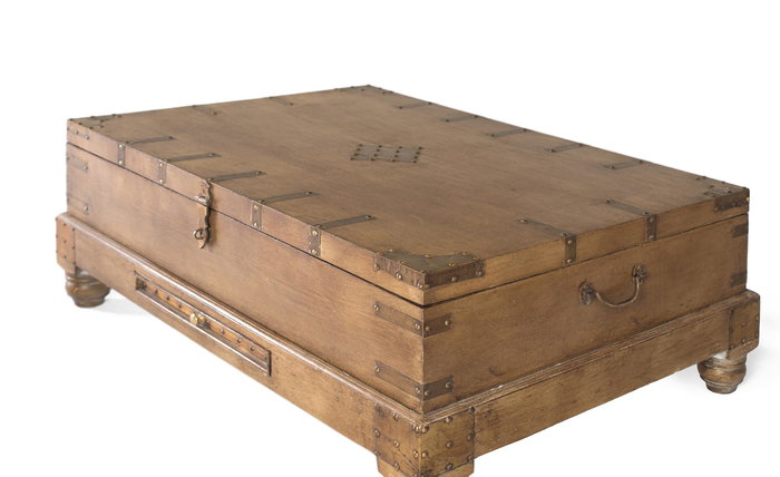 GINER Y COLOMER Mesa de Centro Baúl Madera Maciza Mango Tapa Abatible Caja Frontal