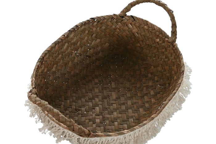 DKD Home Decor Cesta Boho Fibra Natural Blanco 25 x 15 x 33 cm Set de 4