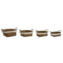DKD Home Decor Set de 4 Cestas de Fibra Decape Natural