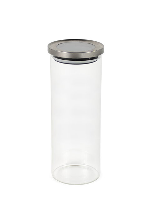 La Mediterranea Tarro Borosilicato con Tapa de Acero Inoxidable 1650 ml - 10.8 x 10.8 x 26 cm (12 Unidades)