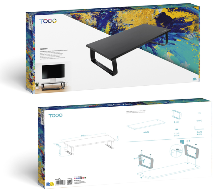 Tooq TQMR111 Soporte Elevador para Monitor o Portátil Negro Tooq TQMR111 Soporte Elevador para Monitor o Portátil Negro