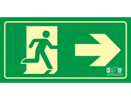 Syssa Señal de Salida de Emergencia Flecha Derecha en PVC Fotoluminiscente 320x160 mm