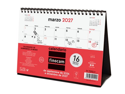 Finocam Calendario de Sobremesa 16 Meses 2026-2027 Neutro 210x150mm