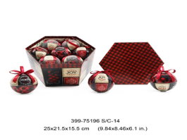DKD Home Decor Set de 14 Decoraciones de Navidad con Cuadros Rojo, Negro y Verde