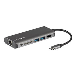 Startechcom Estación de Conexión USB Tipo C con HDMI, USB-A, Ethernet Gigabit y Lector de Tarjetas SD/MMC