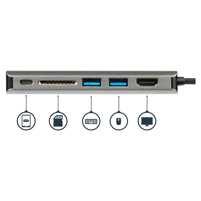 StarTech.com Docking Station USB-C con HDMI, Ethernet, Lector SD y PD 60W