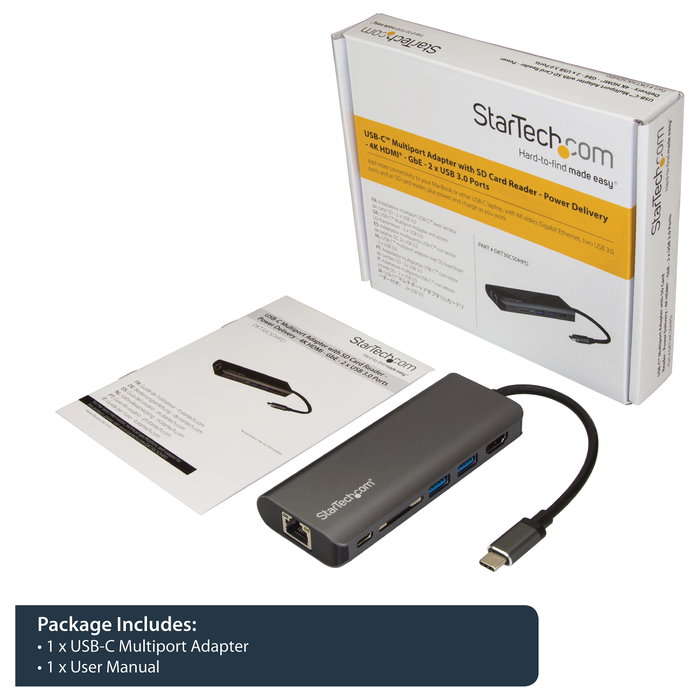 StarTech.com Docking Station USB-C con HDMI, Ethernet, Lector SD y PD 60W