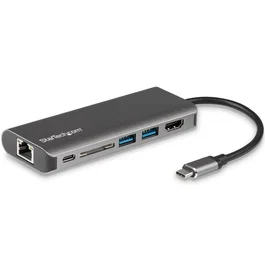 StarTech.com Docking Station USB-C Replicador Puertos HDMI Ethernet SD Lector PD 3.2 Gen 1 Negro Gris - DKT30CHSDPD1