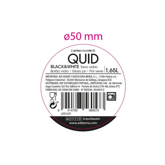 Tarro Vidrio Tape Metal Cobre B&W Quid 1,65 L (12 Unidades)