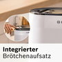 Bosch Tostadora MyMoment TAT2M121 - 2 Ranuras, 950W, Blanco, Función Centrado Automático del Pan, Descongelación, BPA Free