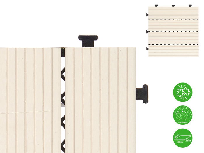 Ibergarden Baldosa Composite Beige 30x30x2.6 cm WPC (Madera PE) (Set de 6)