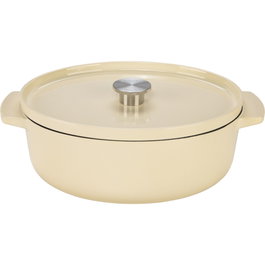 KitchenAid Asador Ovalado de Hierro Fundido con Tapa 30cm, Creme