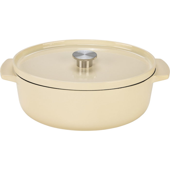 KitchenAid Asador Ovalado de Hierro Fundido con Tapa 30cm, Creme KitchenAid Asador Ovalado de Hierro Fundido con Tapa 30cm, Creme